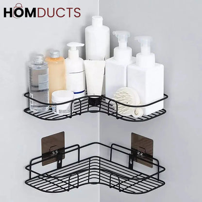 Self-adhesive wall corner rack