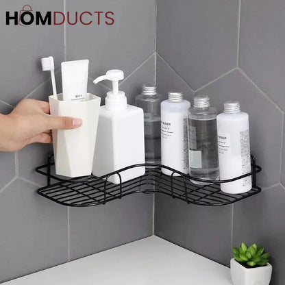Self-adhesive wall corner rack
