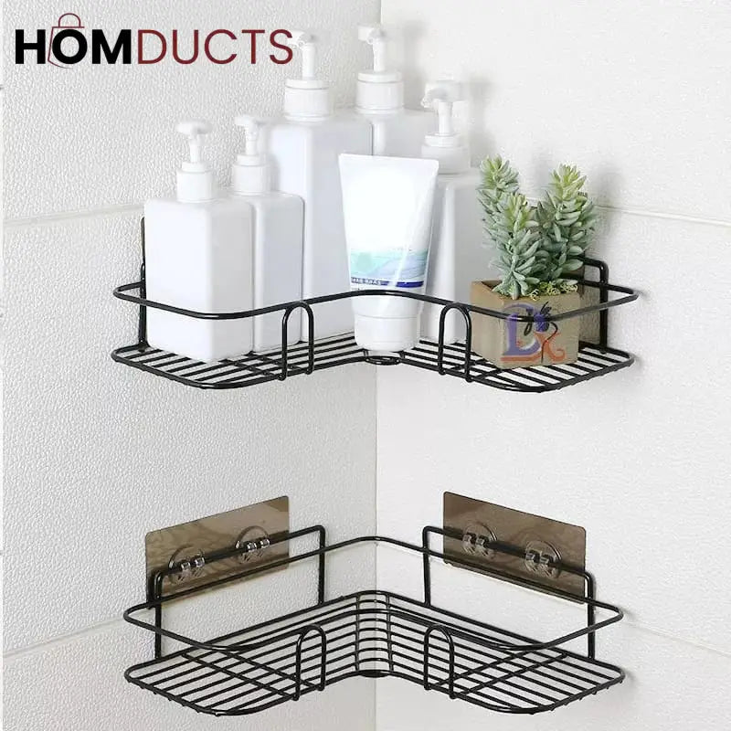 Self-adhesive wall corner rack
