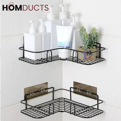 Self-adhesive wall corner rack