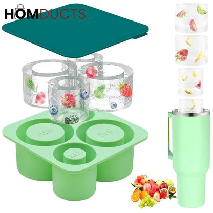 Silicone Ice Shot Glass Maker Mold with Lid – Reusable Round Ice Cup Molds for Stanley Cocktails, Desserts & Fruit Infusions