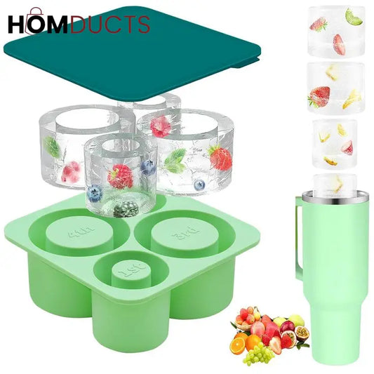 Silicone Ice Shot Glass Maker Mold with Lid – Reusable Round Ice Cup Molds for Stanley Cocktails, Desserts & Fruit Infusions