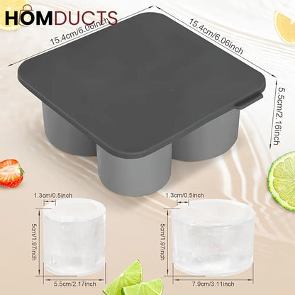 Silicone Ice Shot Glass Maker Mold with Lid – Reusable Round Ice Cup Molds for Stanley Cocktails, Desserts & Fruit Infusions