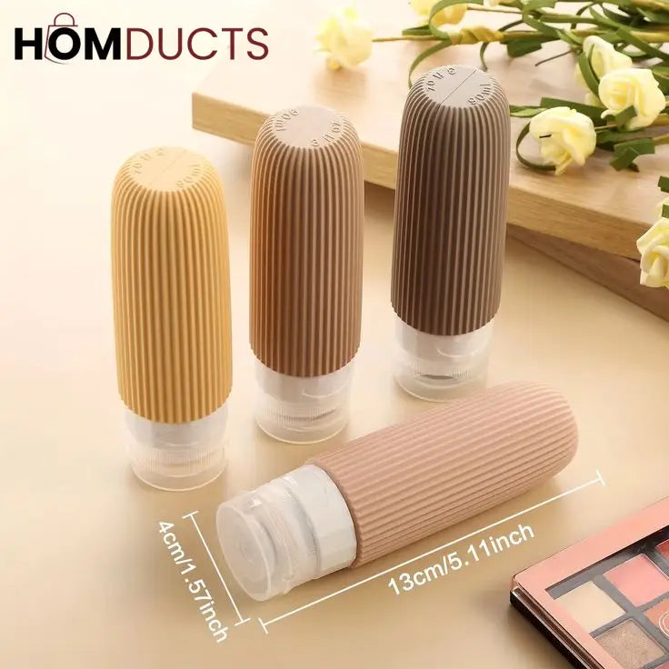 Silicone Travel Bottles Set – Refillable Leakproof Squeeze Containers for Toiletries, Shampoo, Lotion & Skincare