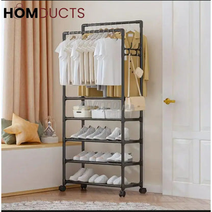 Simple Indoor Double Pole Coat Rack
