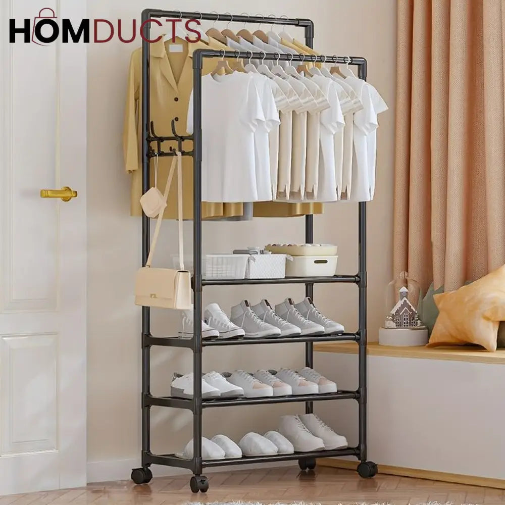 Simple Indoor Double Pole Coat Rack