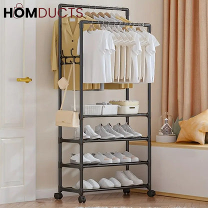 Simple Indoor Double Pole Coat Rack