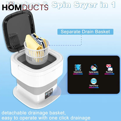 Smart Foldable 11L Mini Washing Machine – Portable Collapsible Washer for Small Loads