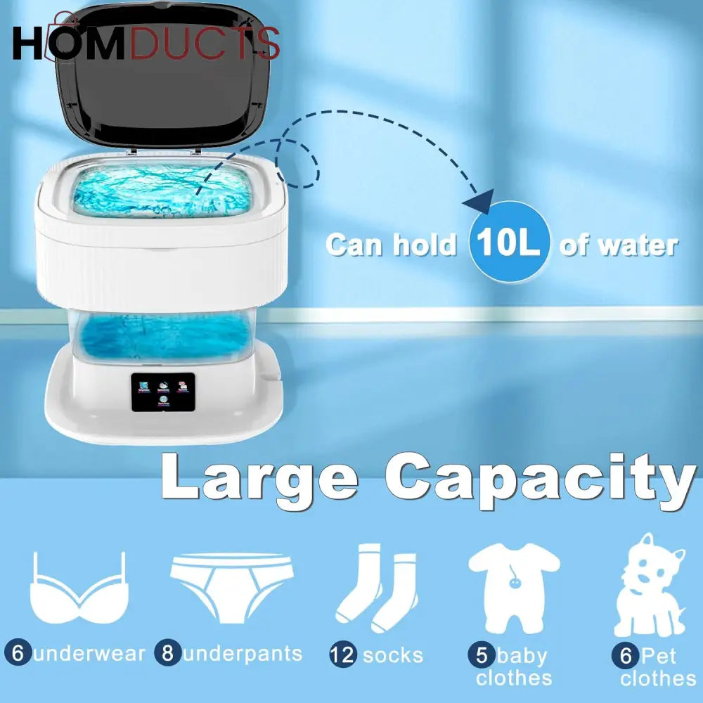 Smart Foldable 11L Mini Washing Machine – Portable Collapsible Washer for Small Loads