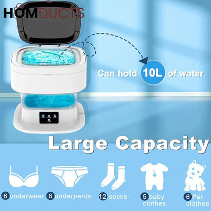 Smart Foldable 11L Mini Washing Machine – Portable Collapsible Washer for Small Loads