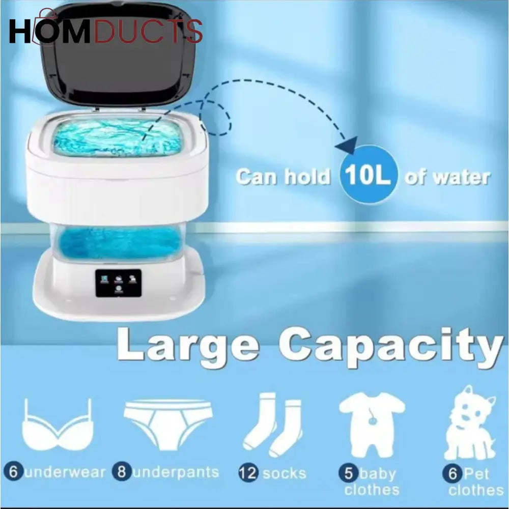 Smart Foldable 11L Mini Washing Machine – Portable Collapsible Washer for Small Loads