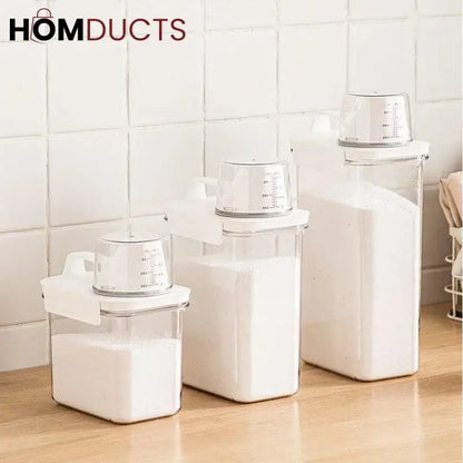 Smart Laundry Dispenser Set – Stackable Containers with Built-In precision Cup for Detergent & Softener