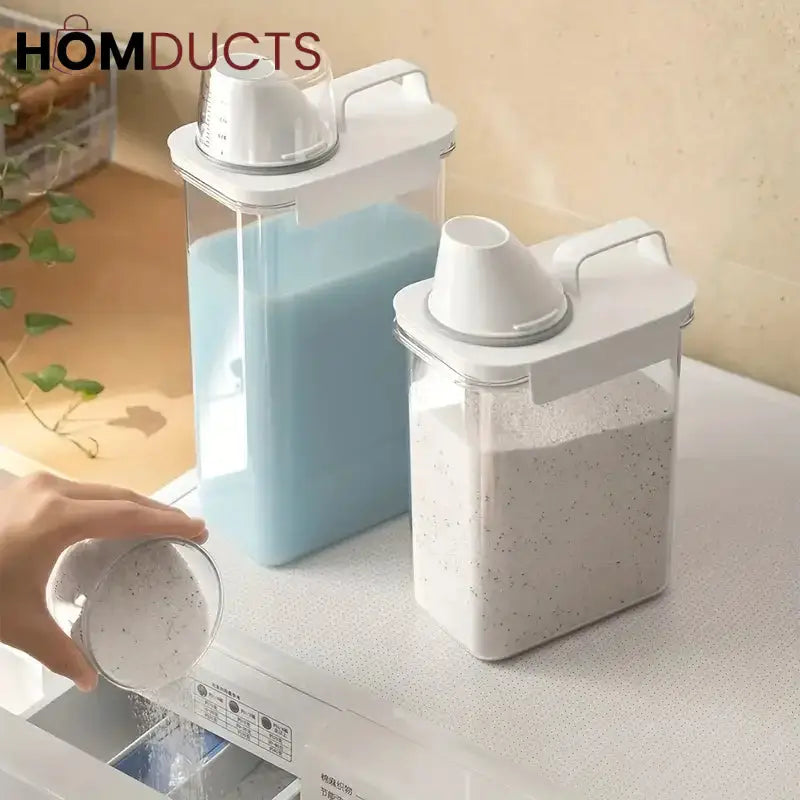 Smart Laundry Dispenser Set – Stackable Containers with Built-In precision Cup for Detergent & Softener