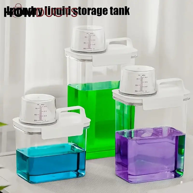 Smart Laundry Dispenser Set – Stackable Containers with Built-In precision Cup for Detergent & Softener