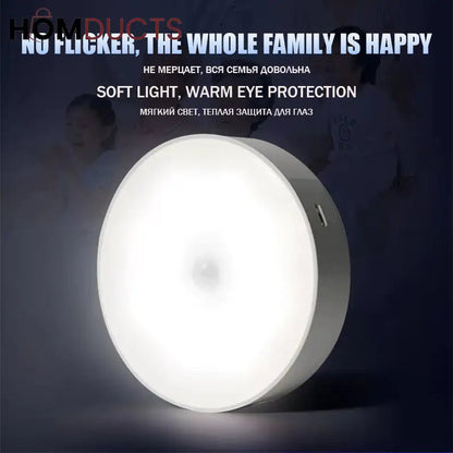 Smart Motion Sensor LED Night Light - USB Rechargeable for Bedroom, Hallway & Kitchen
