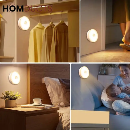 Smart Motion Sensor LED Night Light - USB Rechargeable for Bedroom, Hallway & Kitchen