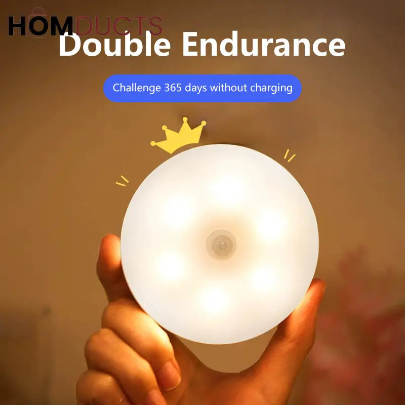 Smart Motion Sensor LED Night Light - USB Rechargeable for Bedroom, Hallway & Kitchen