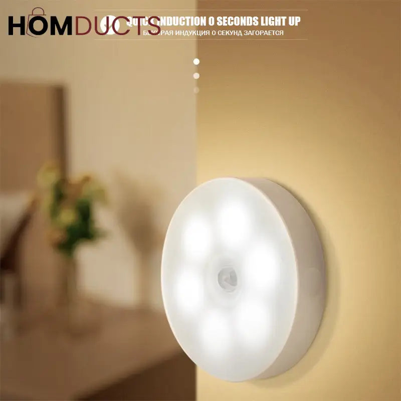 Smart Motion Sensor LED Night Light - USB Rechargeable for Bedroom, Hallway & Kitchen