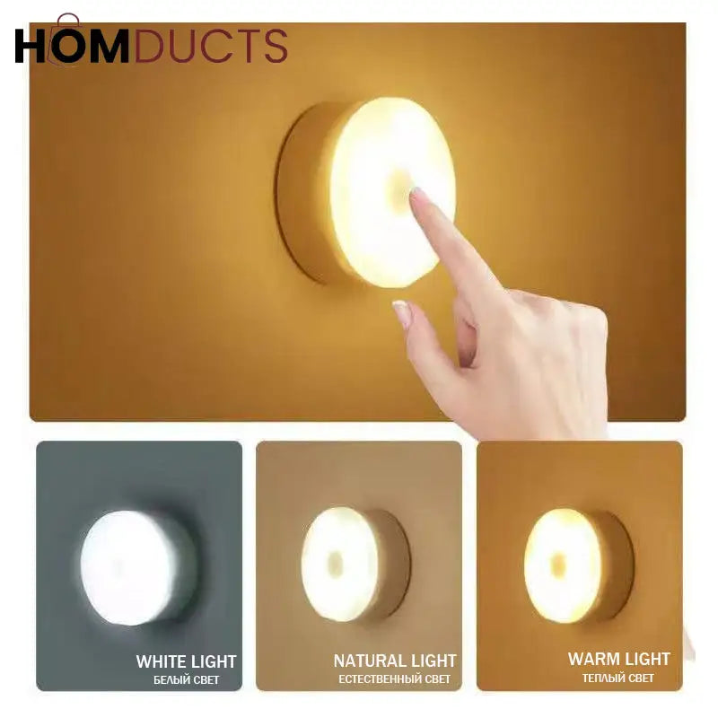 Smart Motion Sensor LED Night Light - USB Rechargeable for Bedroom, Hallway & Kitchen