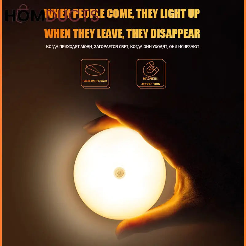 Smart Motion Sensor LED Night Light - USB Rechargeable for Bedroom, Hallway & Kitchen