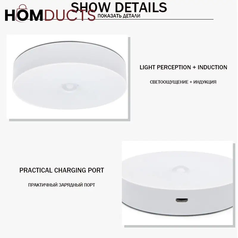 Smart Motion Sensor LED Night Light - USB Rechargeable for Bedroom, Hallway & Kitchen