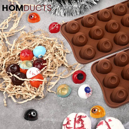 Spooky Eye Ball Silicone Chocolate Mold - 15 Cavity DIY Baking