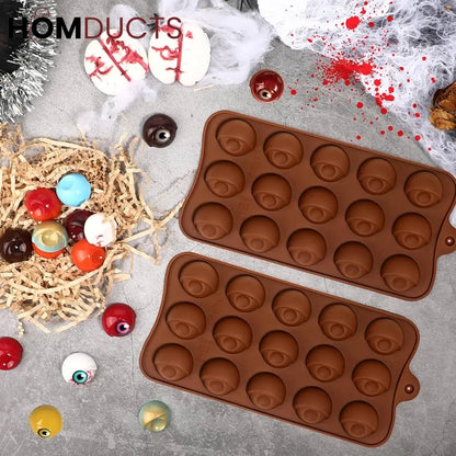 Spooky Eye Ball Silicone Chocolate Mold - 15 Cavity DIY Baking