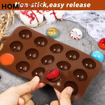 Spooky Eye Ball Silicone Chocolate Mold - 15 Cavity DIY Baking