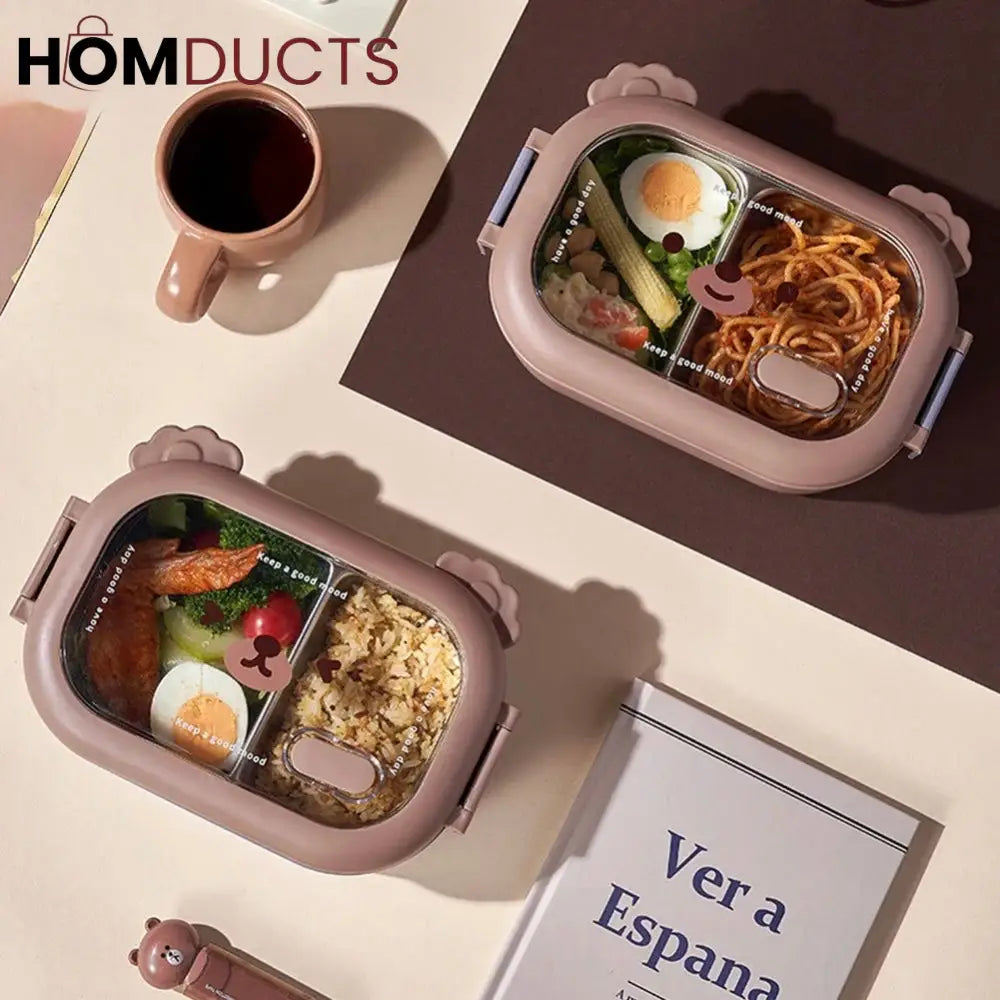 Stainless Steel Bento Lunch Box - Microwavable, Leakproof Food Container with Dividers for Adults and Kids