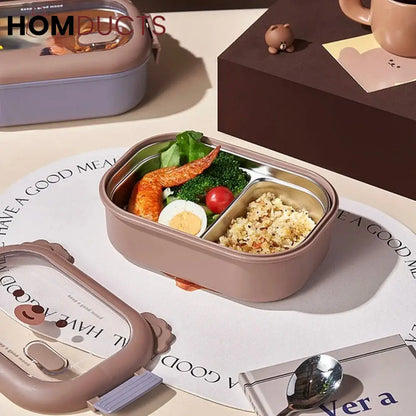 Stainless Steel Bento Lunch Box - Microwavable, Leakproof Food Container with Dividers for Adults and Kids
