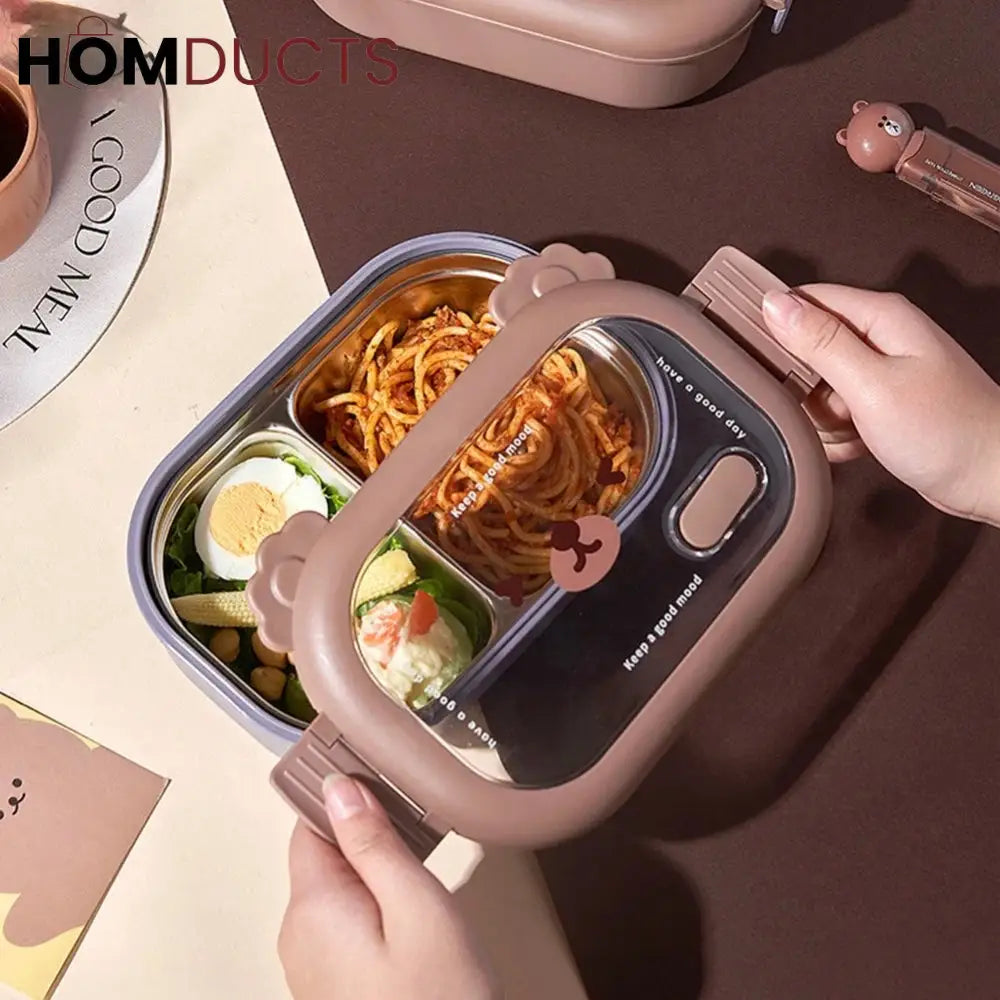 Stainless Steel Bento Lunch Box - Microwavable, Leakproof Food Container with Dividers for Adults and Kids