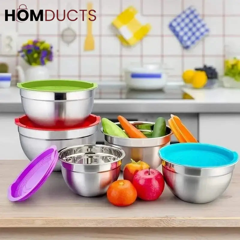 Stainless Steel Colourful Bowl (5pcs Set)