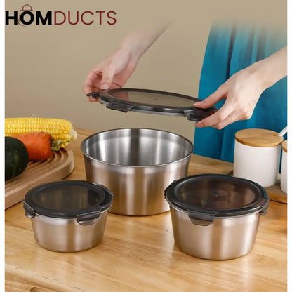 Stainless Steel Food Container Set (Premium Quality)