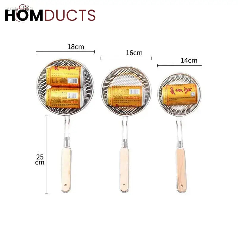 Stainless Steel Strainer With Wooden Handle (3pcs)