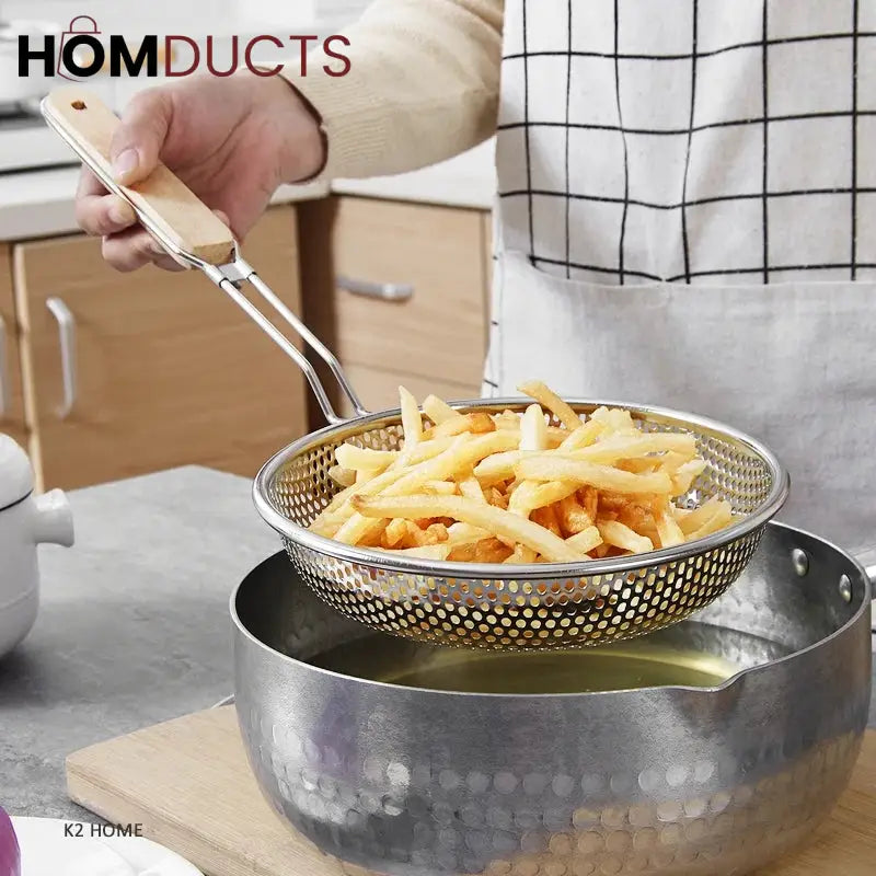 Stainless Steel Strainer With Wooden Handle (3pcs)