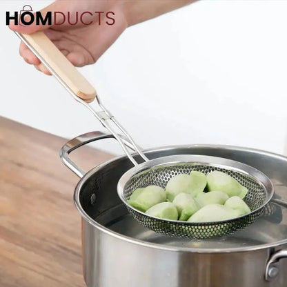 Stainless Steel Strainer With Wooden Handle (3pcs)