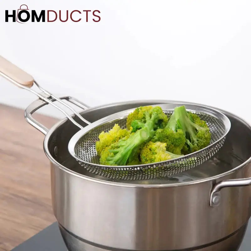 Stainless Steel Strainer With Wooden Handle (3pcs)