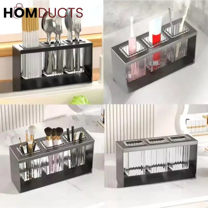 Stainless Steel Utensil Holder for Kitchen Countertop – Modern Cutlery Drying Rack with Drainage for Spoons, Forks, and Knives