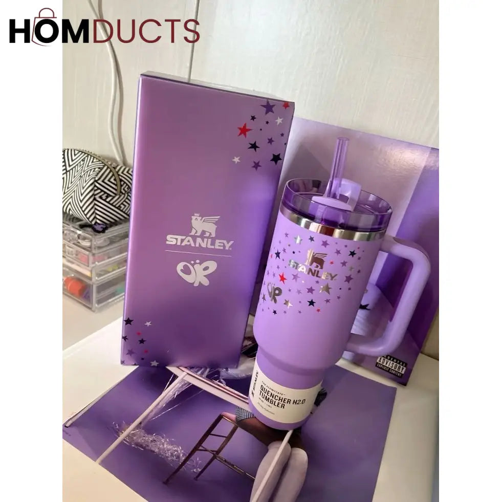 Stanley x OPI Olivia Purple Star Tumbler – 40 oz Limited Edition Quencher H2.0 with Straw
