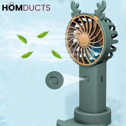 Stay Cool Anywhere: Antler Handheld Mini Fan with Phone Mount - Rechargeable & Portable