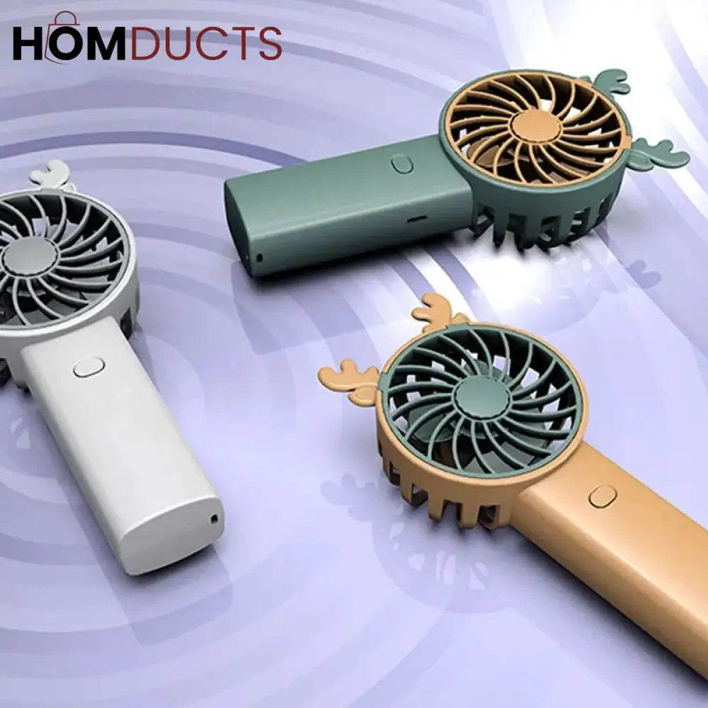 Stay Cool Anywhere: Antler Handheld Mini Fan with Phone Mount - Rechargeable & Portable