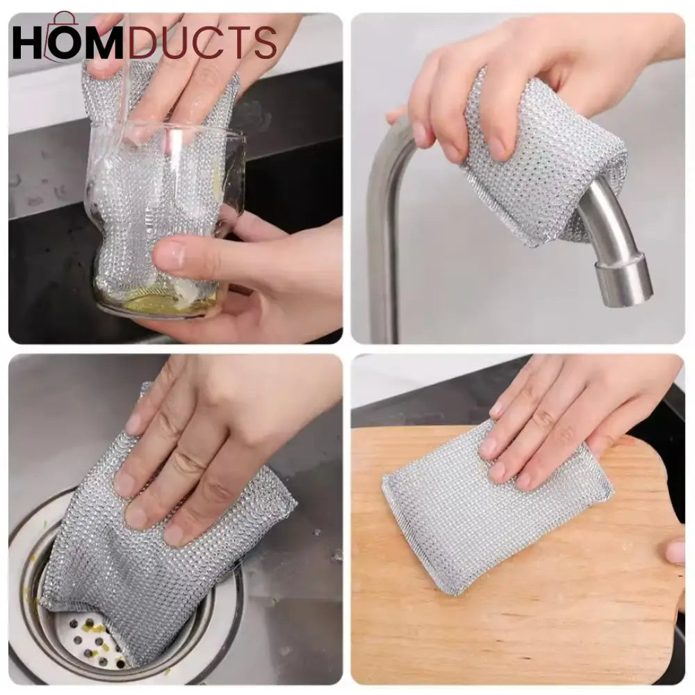 Steel Wire Dish Washing Sponge (4pcs)