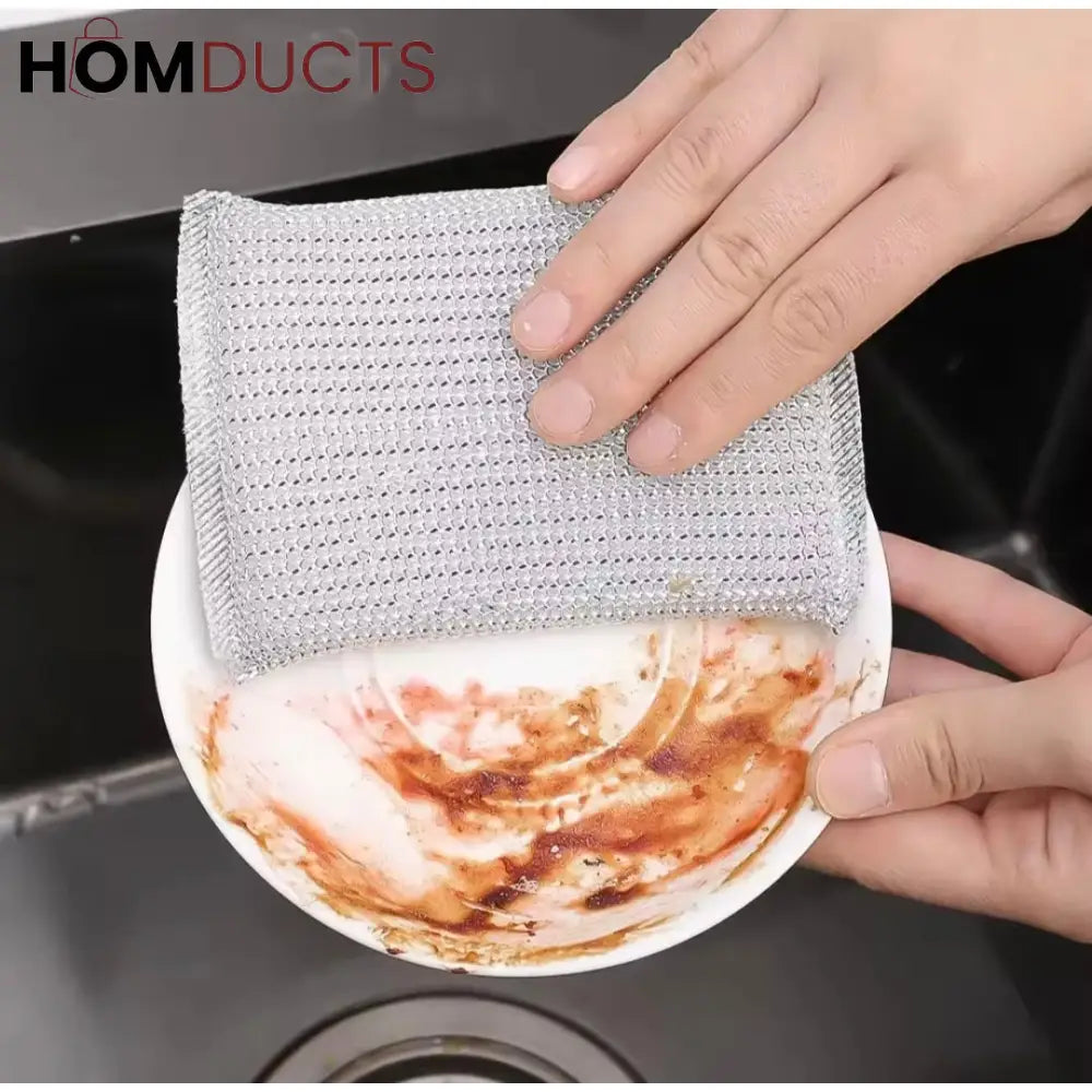 Steel Wire Dish Washing Sponge (4pcs)