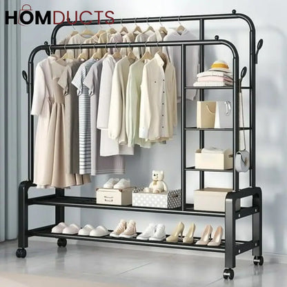 Sturdy Metal Double Pole Cloth Rack