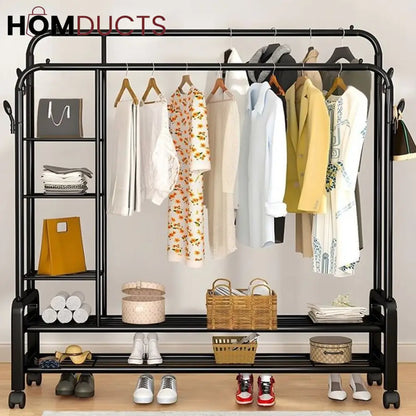 Sturdy Metal Double Pole Cloth Rack