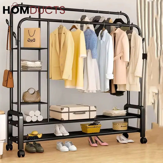 Sturdy Metal Double Pole Cloth Rack