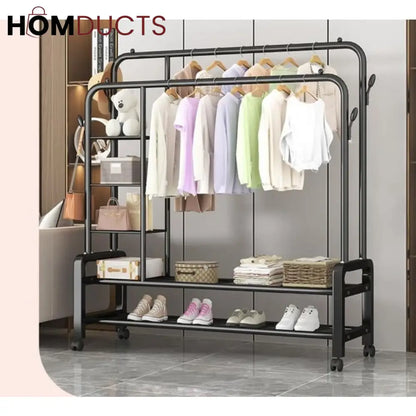 Sturdy Metal Double Pole Cloth Rack