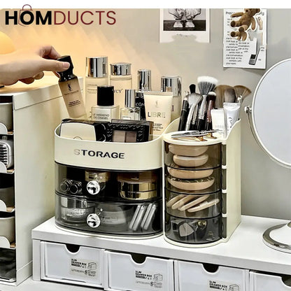 Stylish Makeup Organizer For Vanity With Drawer and Makeup Brush And Sponge Organizer