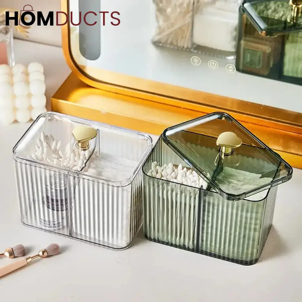 Transparent Cosmetic And Cotton Swab Organizer