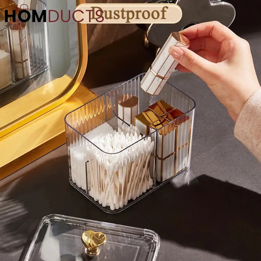 Transparent Cosmetic And Cotton Swab Organizer